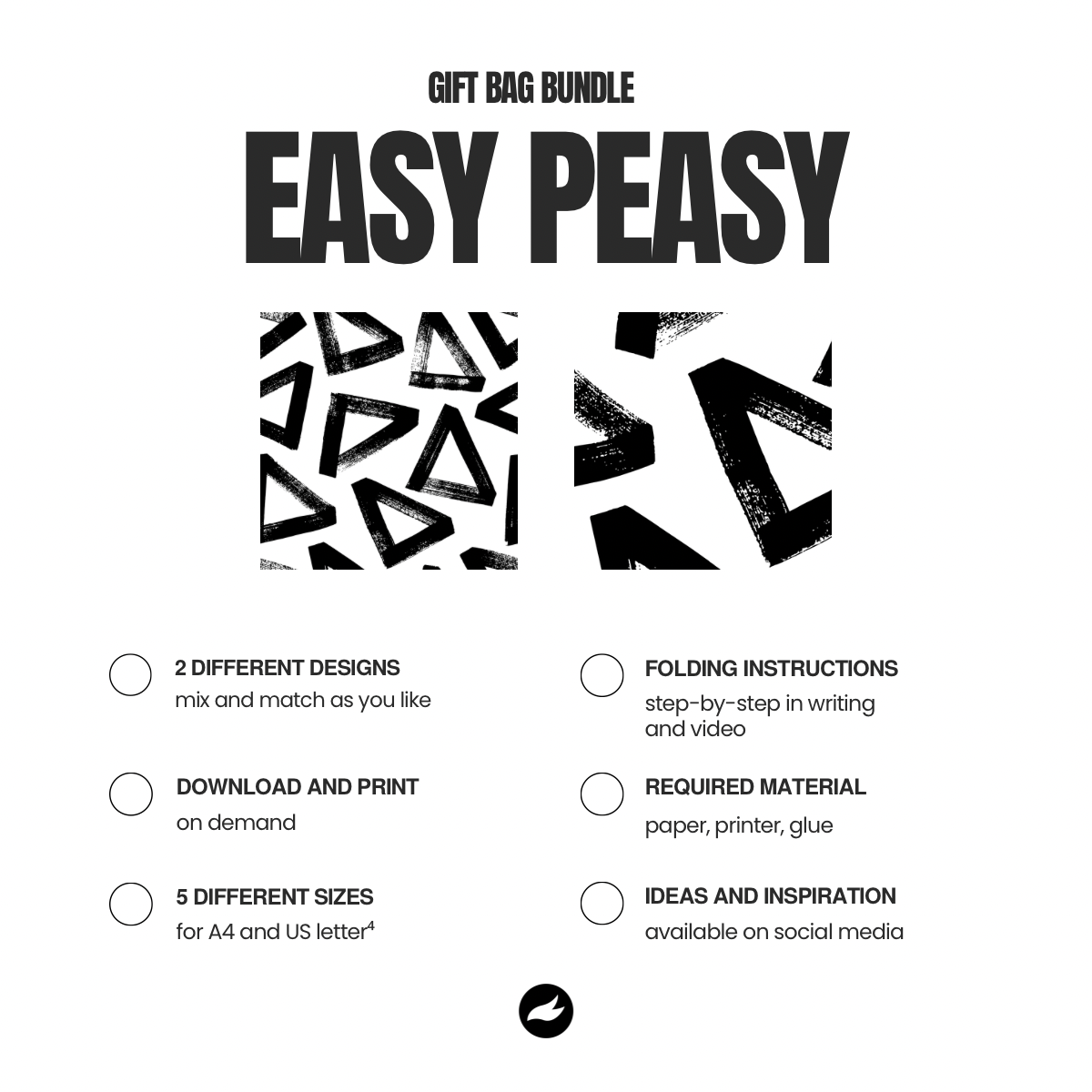 Big Brush Triangles Gift Bag Templates