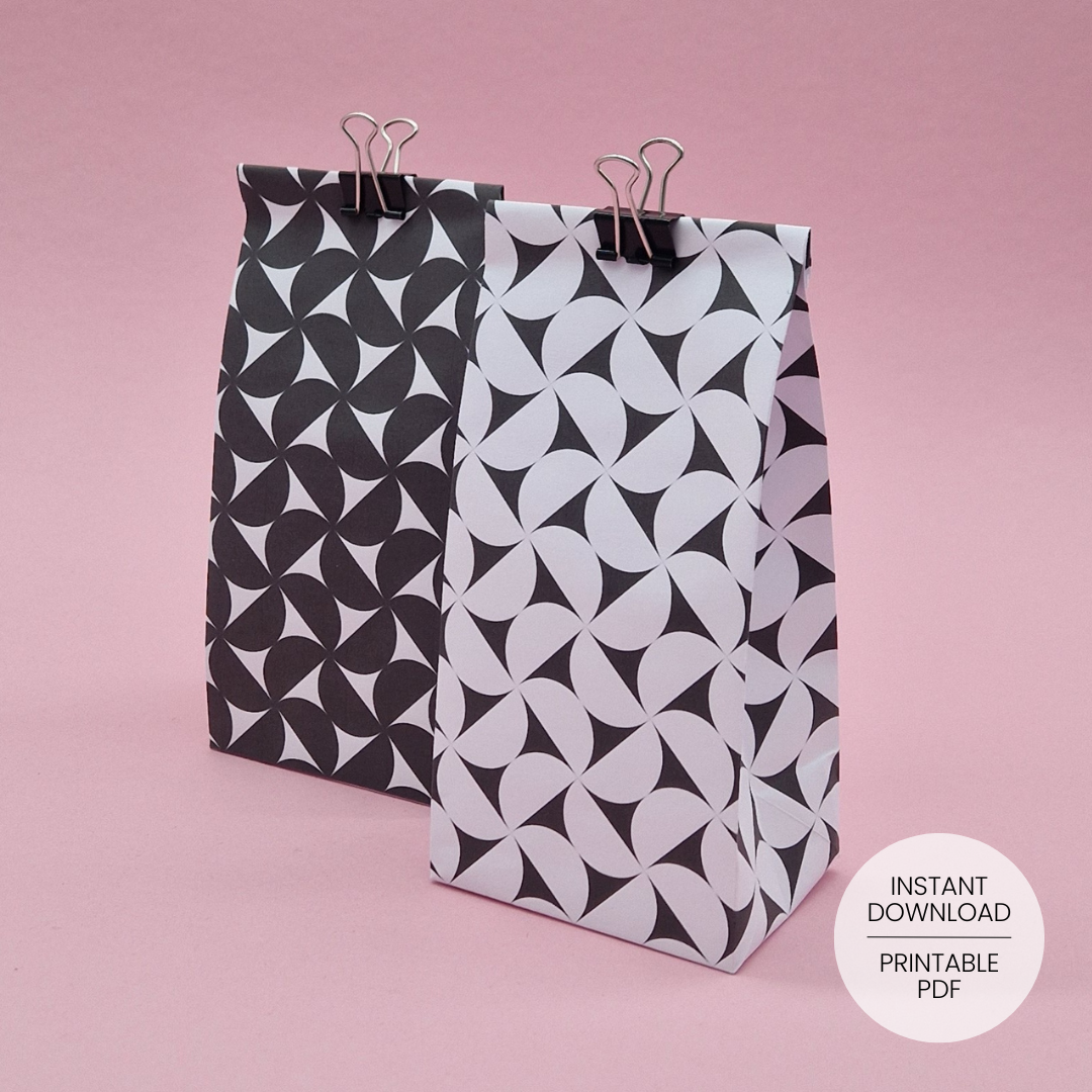 Geometrische Halbkreise - Geschenktüten-Vorlage