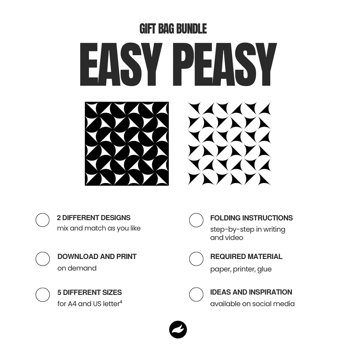 Geometric Half Circle Gift Bag Template