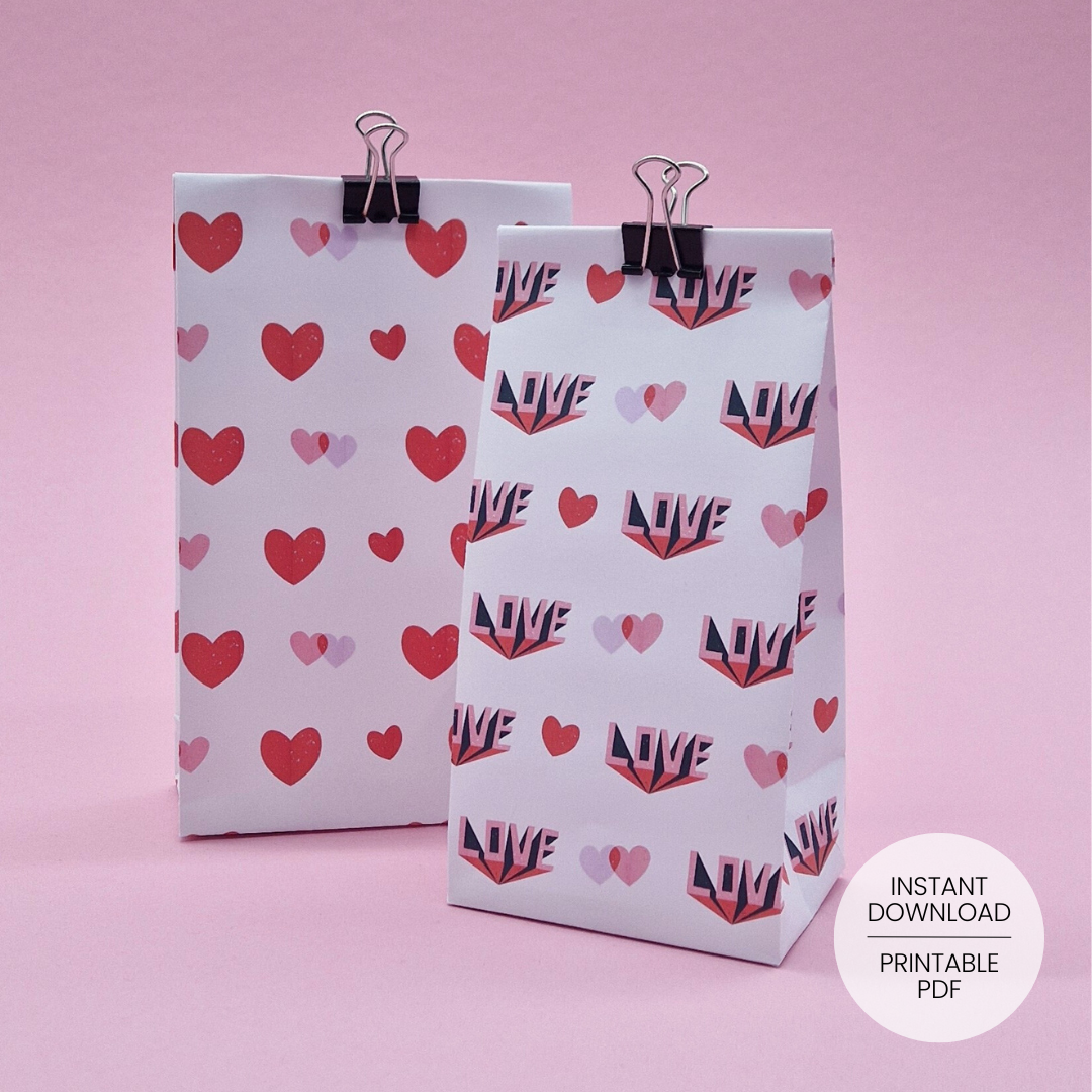 Love & Hearts - Geschenktüten-Vorlage