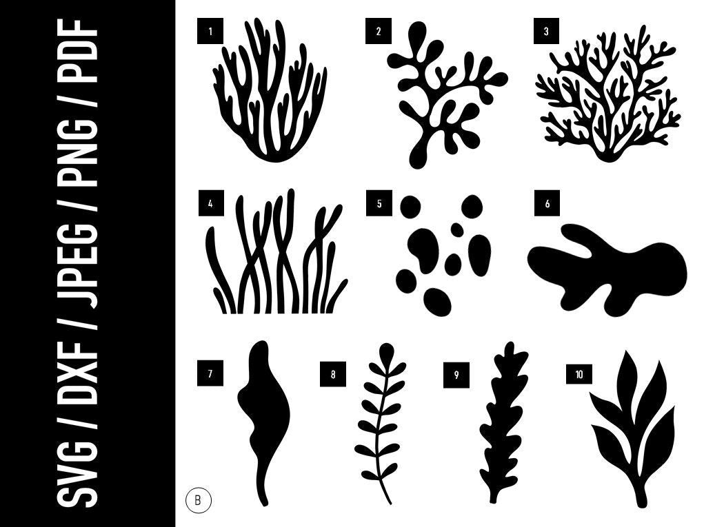 Coral & Underwater Plants - Stencil & Cut Files