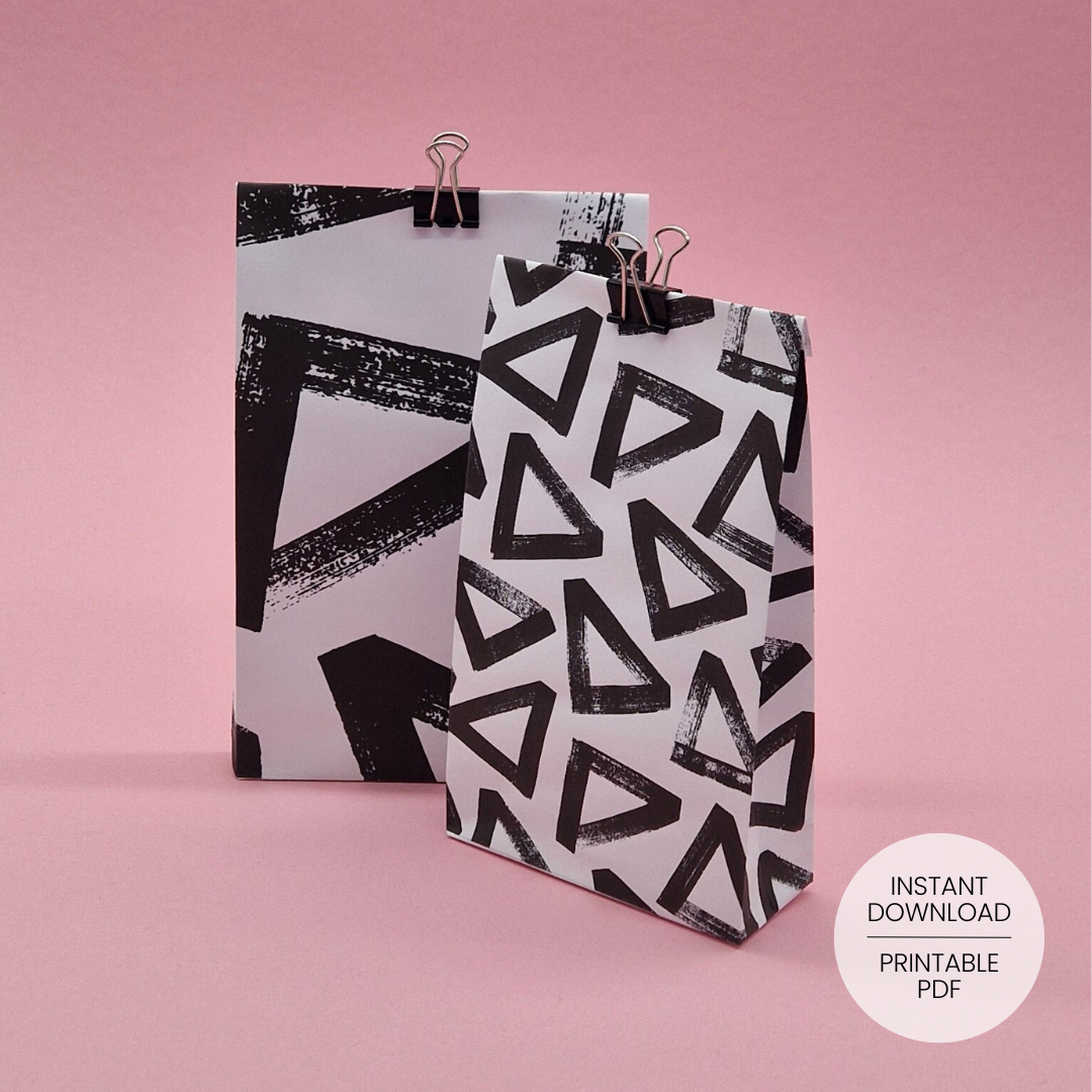 Big Brush Triangles Gift Bag Templates