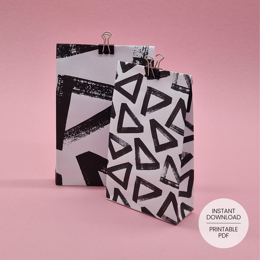 Big Brush Triangles Gift Bag Templates