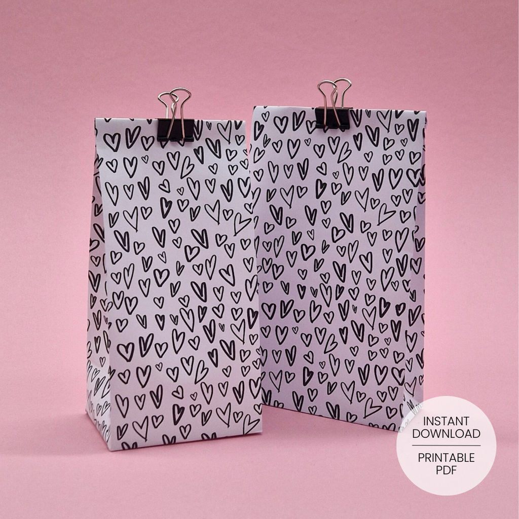 Black Hearts Gift Bag Template