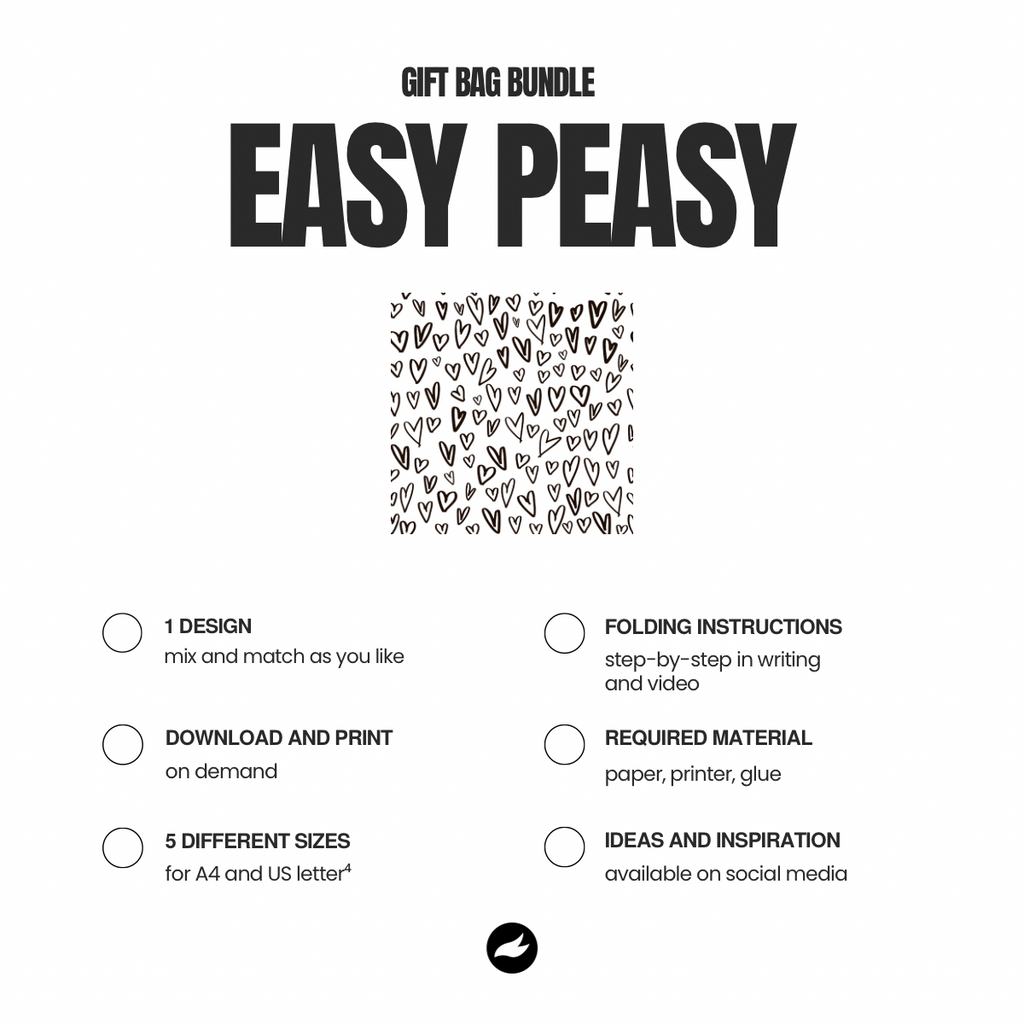 Black Hearts Gift Bag Template