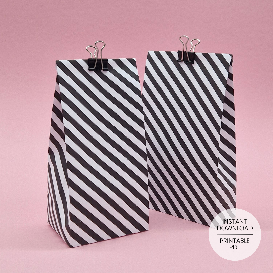 Diagonal Stripes Pattern Gift Bag Template
