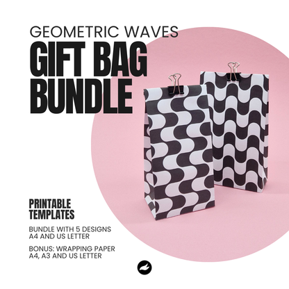 Geometric Wave Gift Bag Template