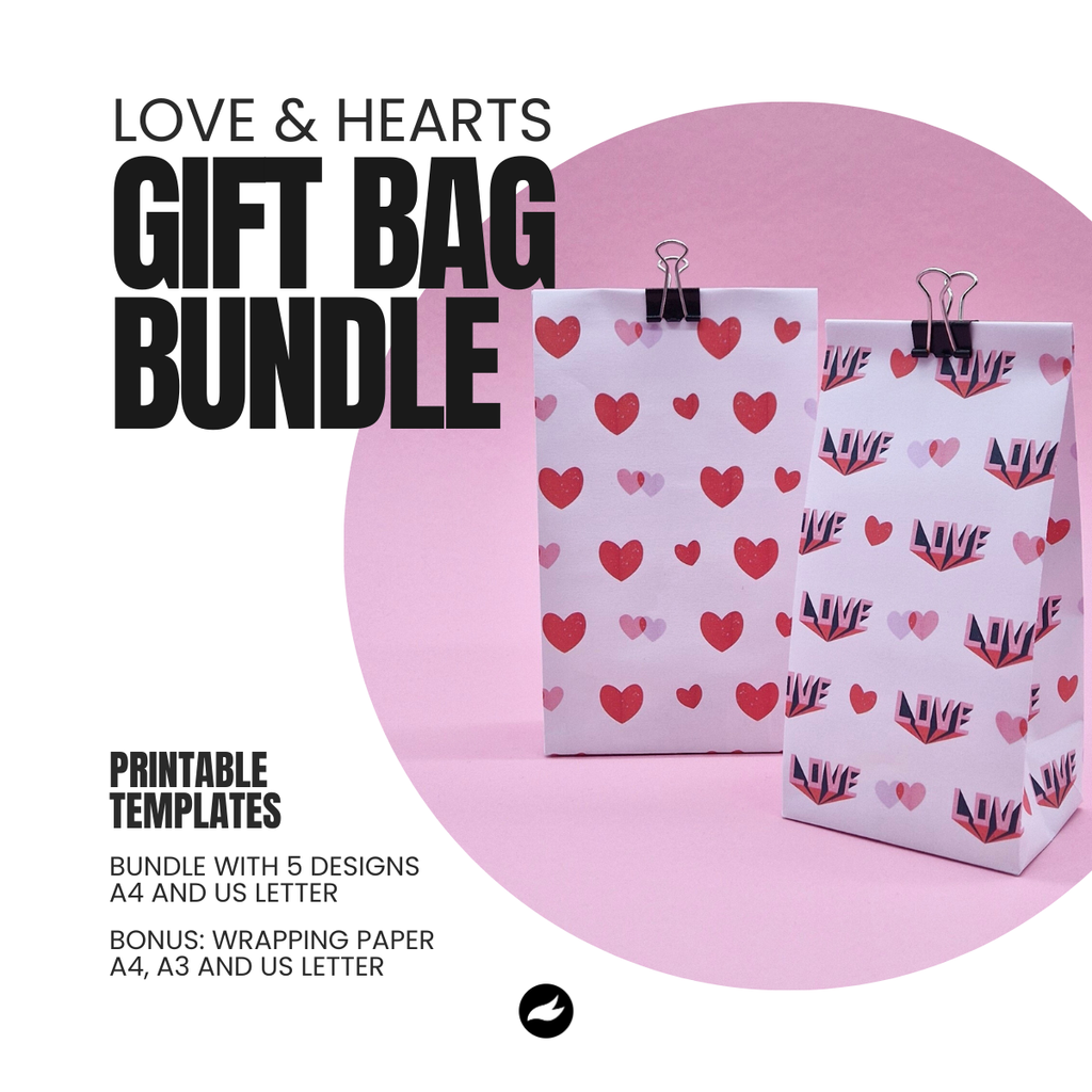 Love & Hearts Gift Bag Template
