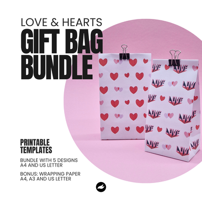 Love & Hearts - Geschenktüten-Vorlage
