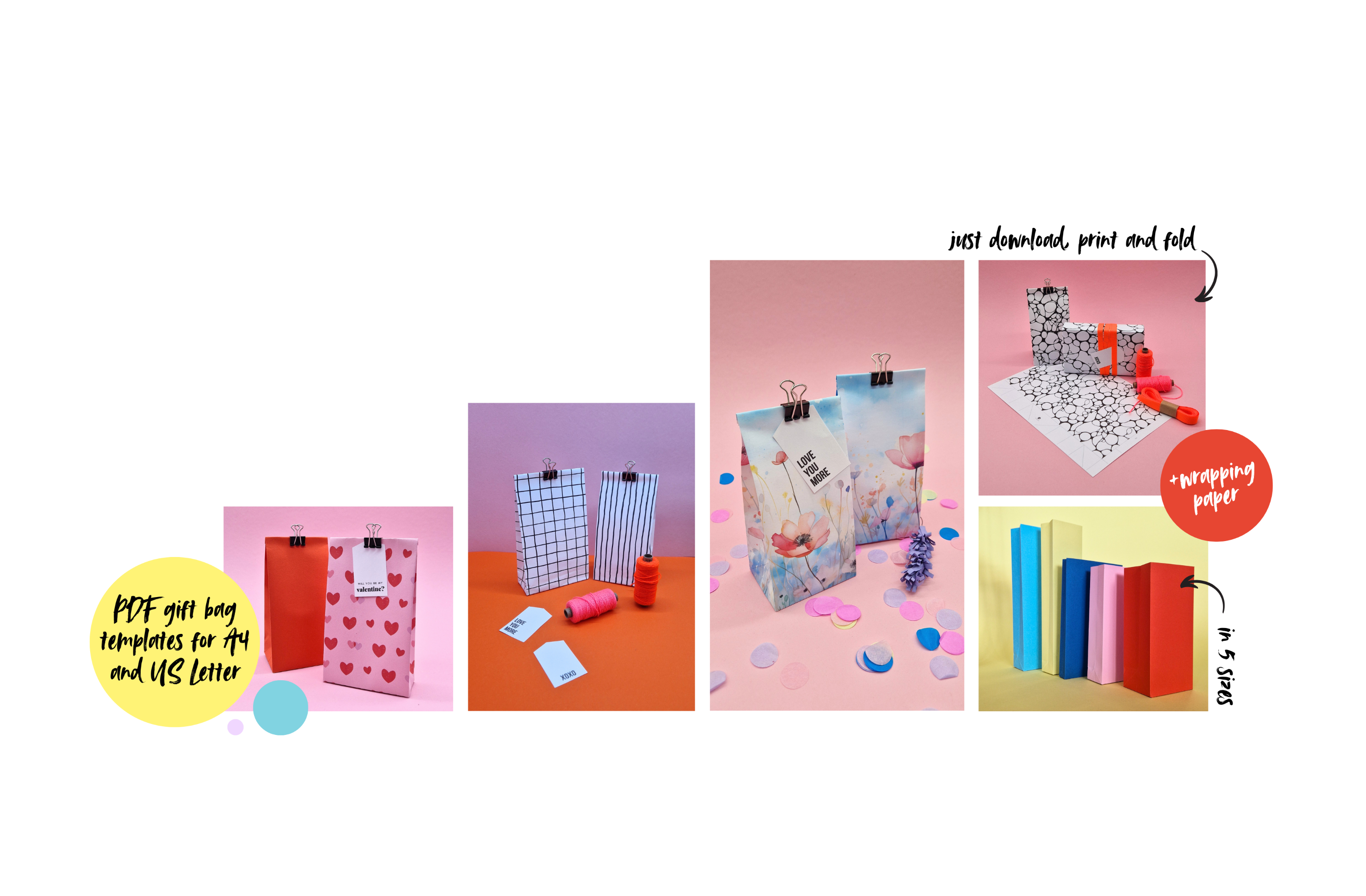 Landing page showing different versions of gift bags and capabilities