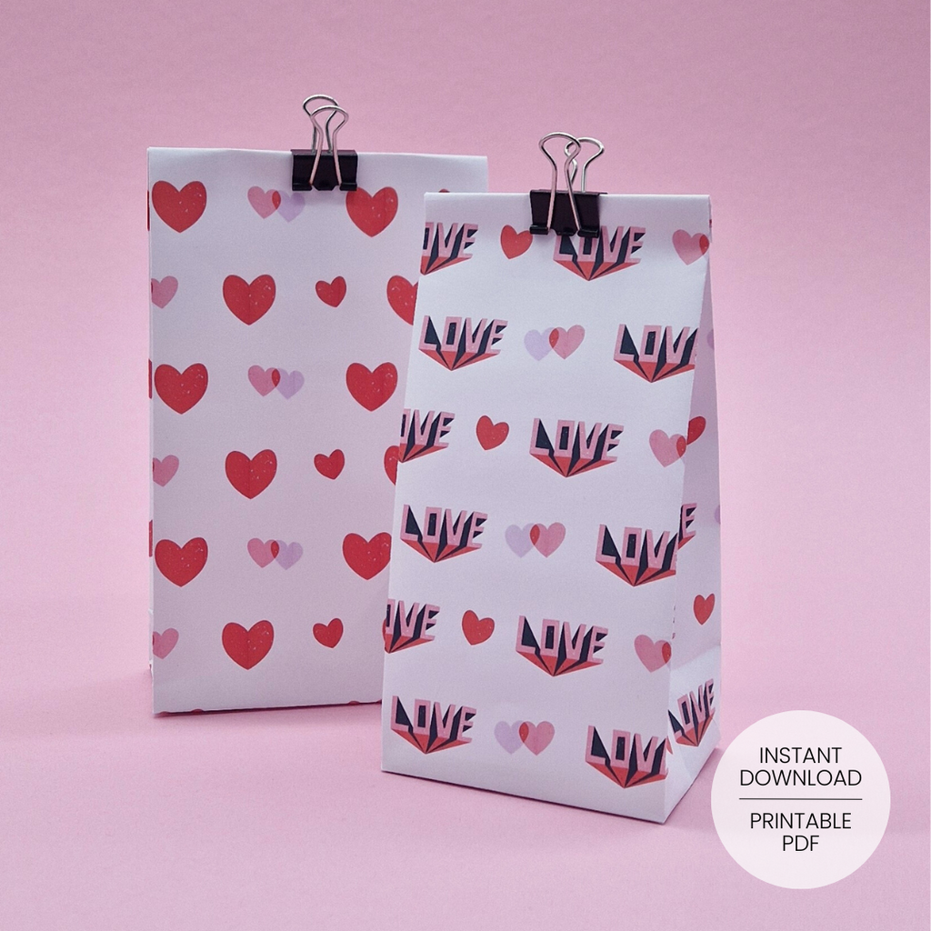 Love & Hearts Gift Bag Template
