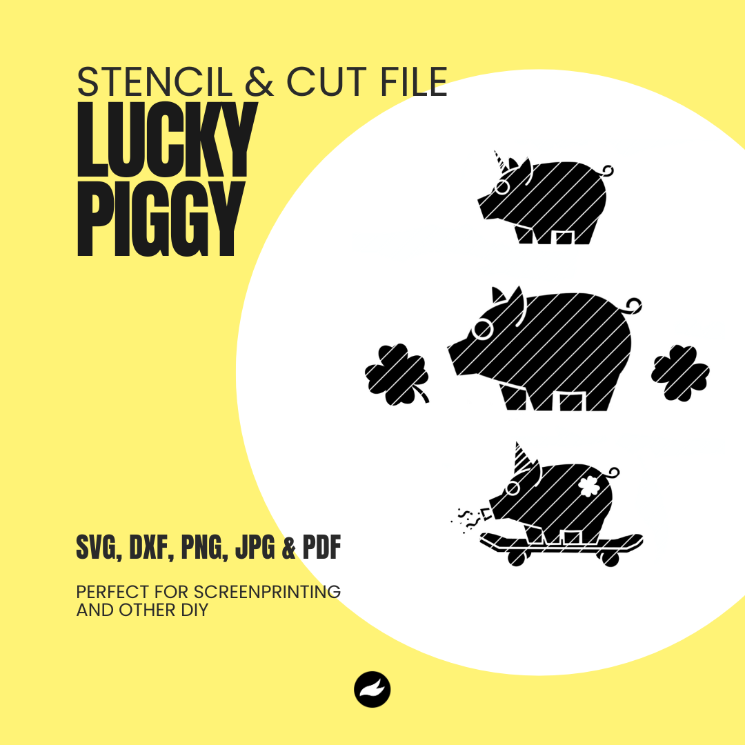 Lucky Piggy Stencil & Cut File