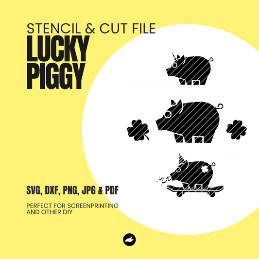 Lucky Piggy Stencil & Cut File