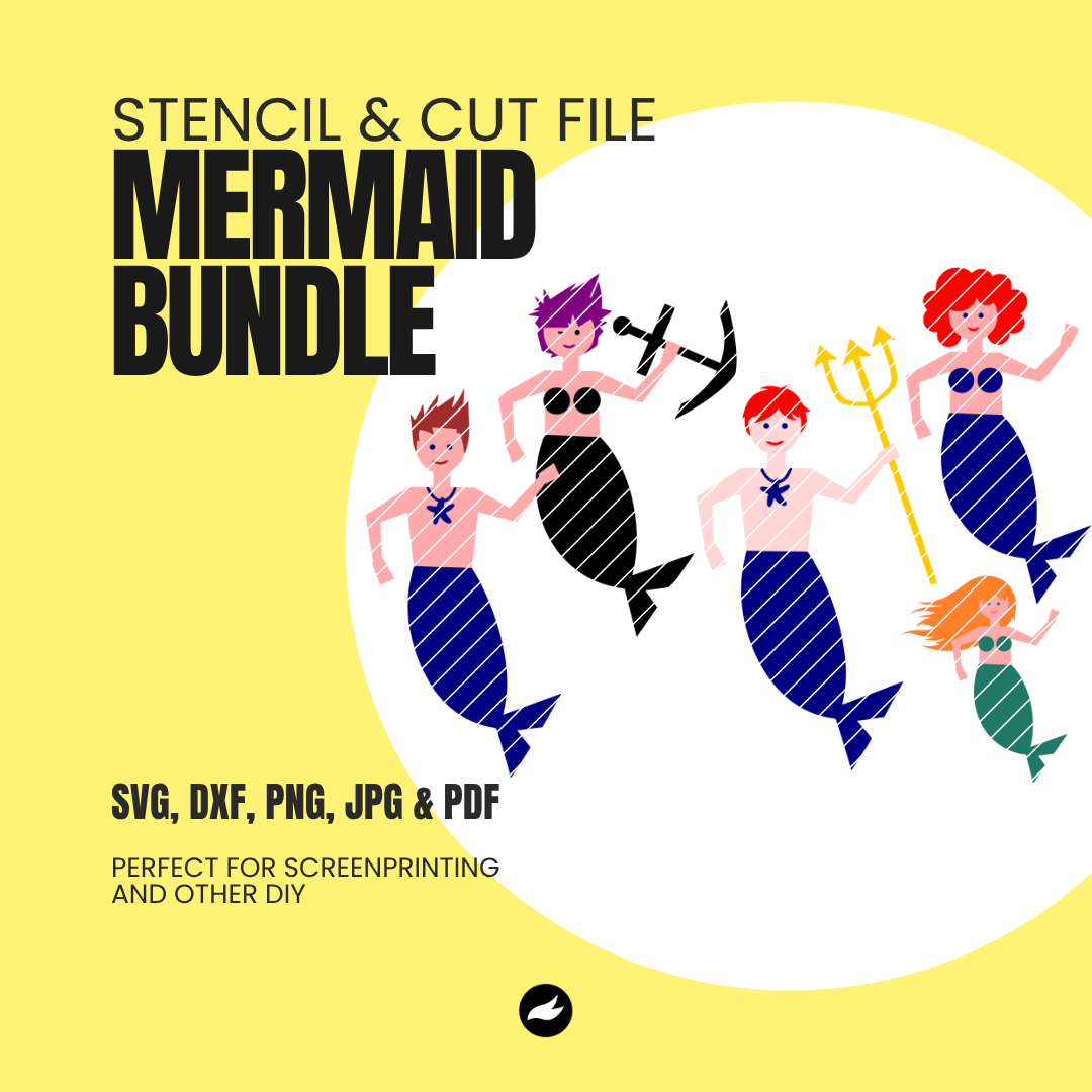 Mermaid Bundle - Stencil & Cut File
