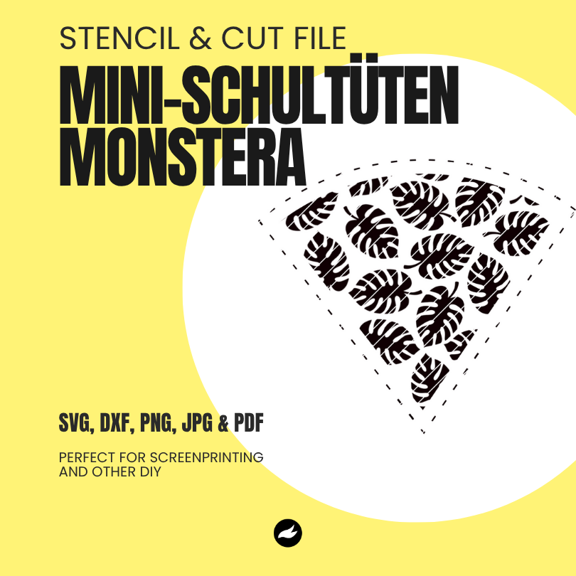 Monstera - Mini-Schultüte - Stencil & Cut File