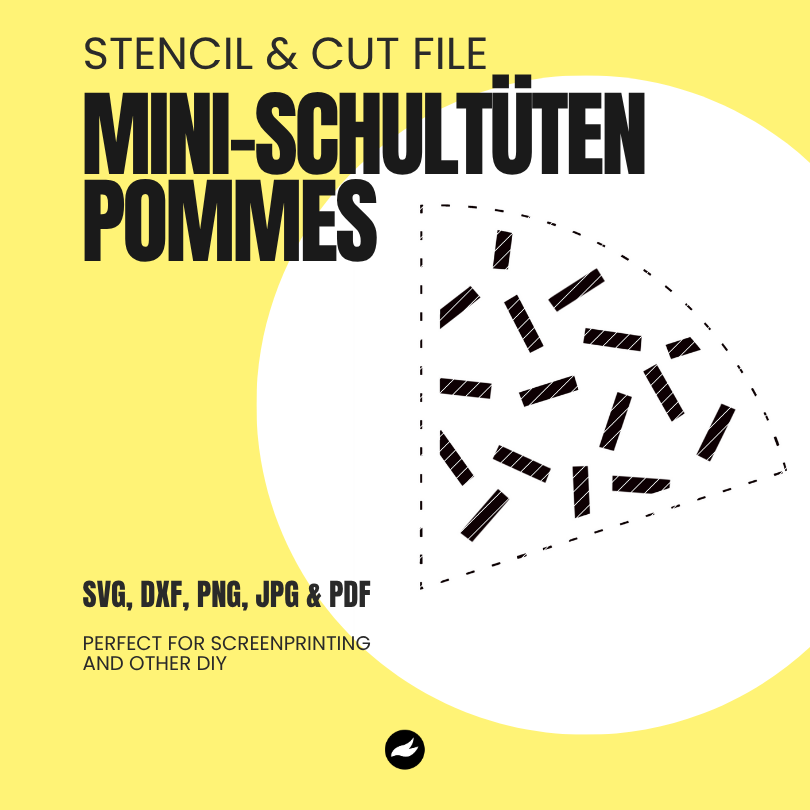 Pommes - Mini-Schultüte - Stencil & Cut File