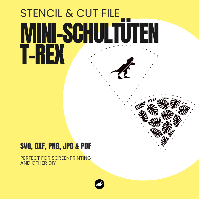 T-Rex Bundle - Mini-Schultüte - Stencil & Cut File