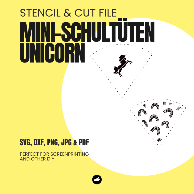 Unicorn Bundle - Mini-Schultüte - Stencil & Cut File