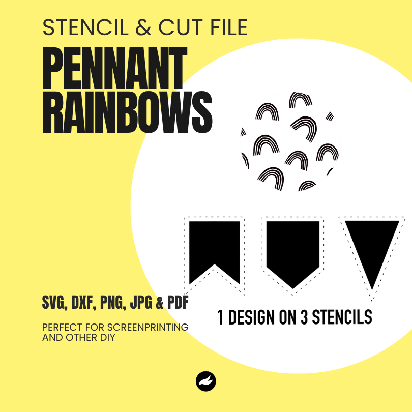 Rainbow - Pennant Chain - Stencil & Cut File