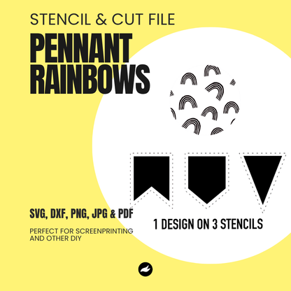 Rainbow - Pennant Chain - Stencil & Cut File