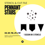 Stars - Pennant Chain - Stencil & Cut File