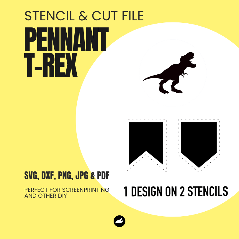 T-Rex - Pennant Chain - Stencil & Cut File