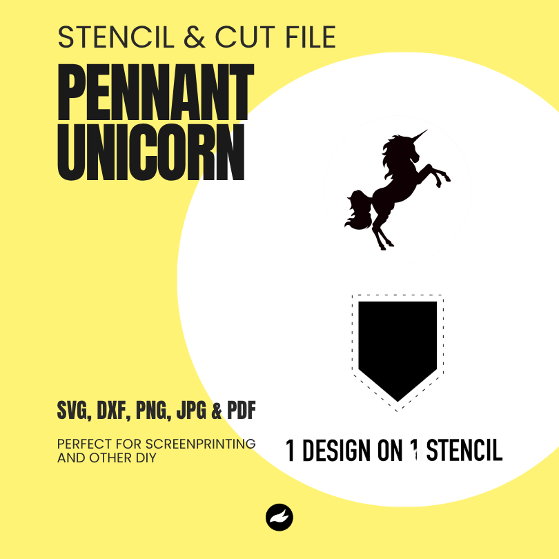 Unicorn - Pennant Chain - Stencil & Cut File