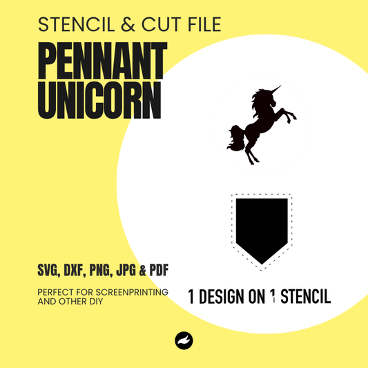 Unicorn - Pennant Chain - Stencil & Cut File