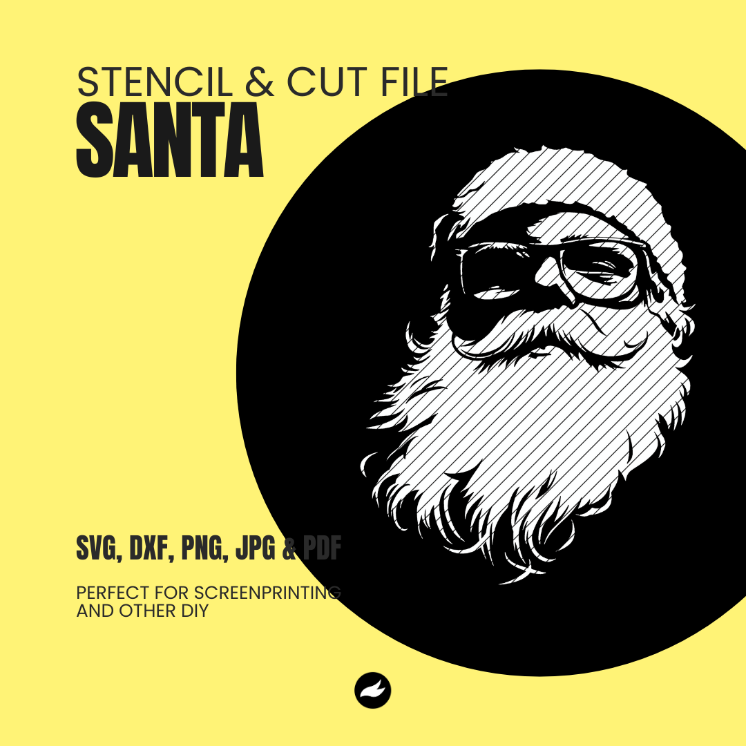 Santa - Stencil/Cut File - perfect for screenprint, foils or other prints ( svg, dxf, pdf and png format)