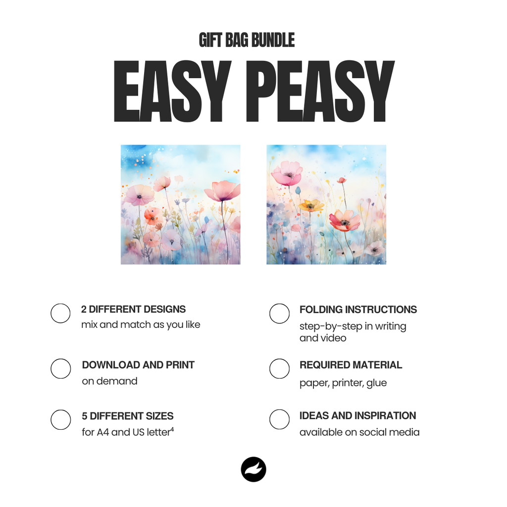 Watercolor Spring Flowers Gift Bag Template