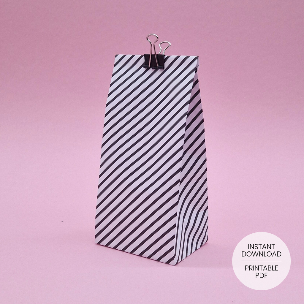 Thin Diagonal Stripes Pattern Gift Bag Template