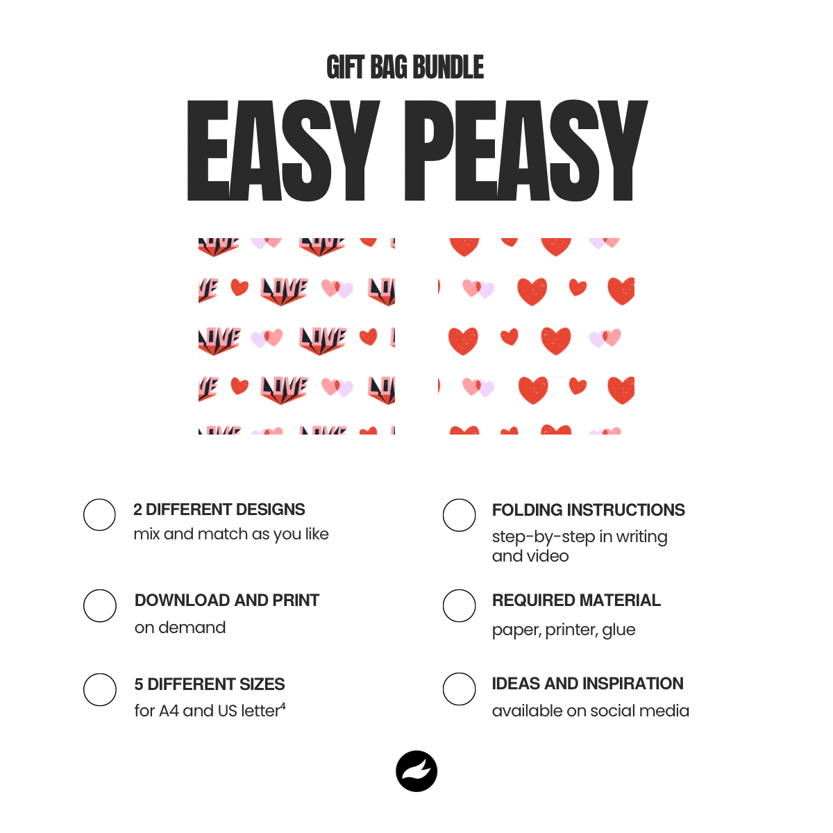 Love & Hearts Gift Bag Template