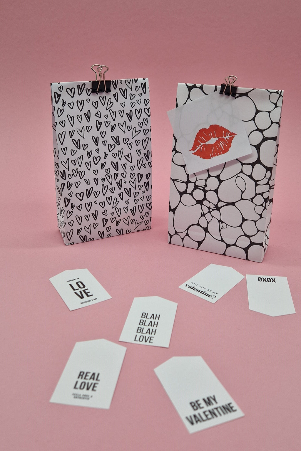 Black Hearts Gift Bag Template