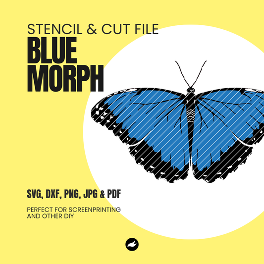 Blue Morph - Morpho Menelaus - (A4) - Stencil & Cut File