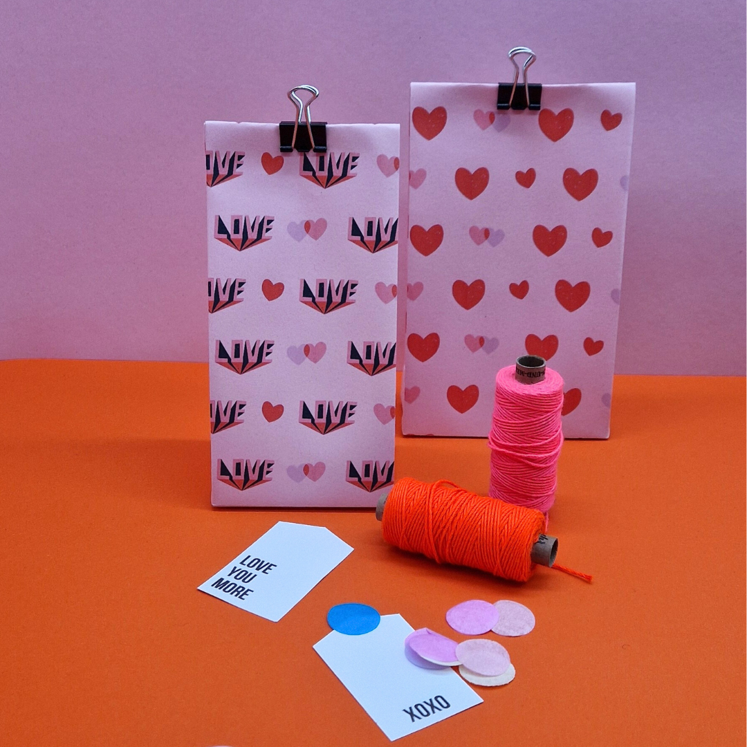 Love & Hearts Gift Bag Template