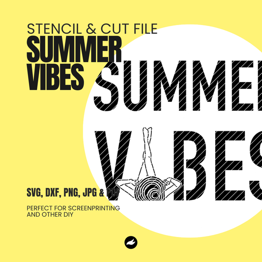 Summer Vibes Stencil & Cut File - SVG, DXF, PNG, JPEG, PDF Formats for Screen Printing, Foil Projects & More