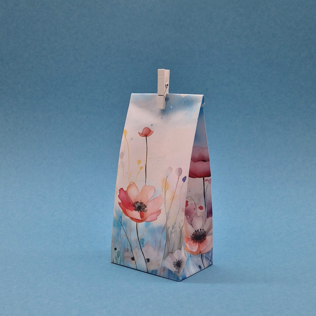 Watercolor Spring Flowers Gift Bag Template