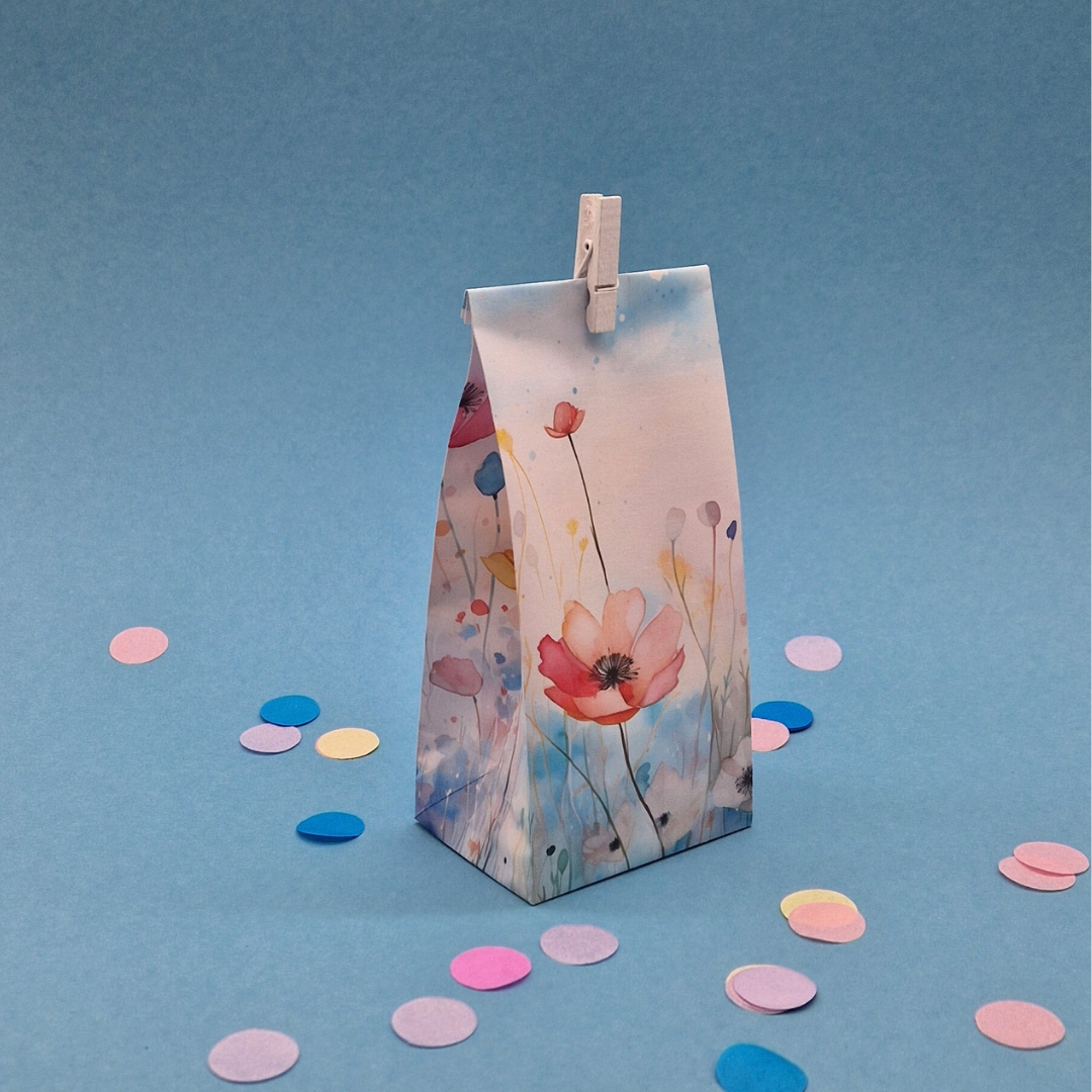 Watercolor Spring Flowers Gift Bag Template